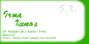 irma kunos business card